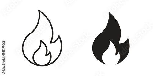 Flame icon simple outline style. Editable stroke EPS 10