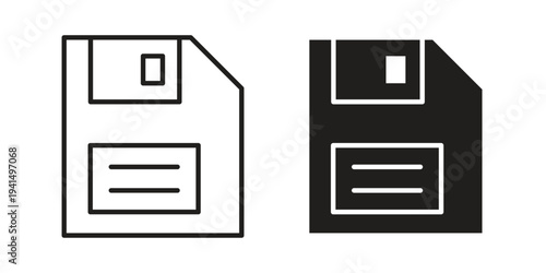 Floppy disk icon simple outline style. Editable stroke EPS 10