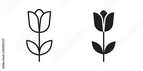 Flower tulip icon simple outline style. Editable stroke EPS 10