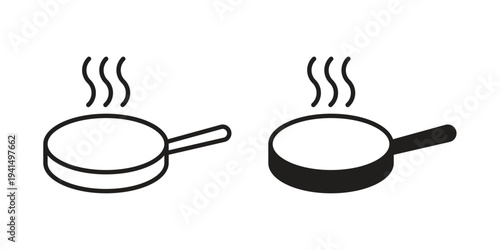 Frying pan icon simple outline style. Editable stroke EPS 10