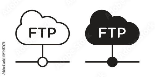 FTP icon simple outline style. Editable stroke EPS 10