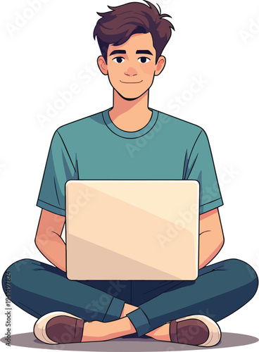 donna al computer che usa un laptop in ufficio casa al bar vettoriale, portatile