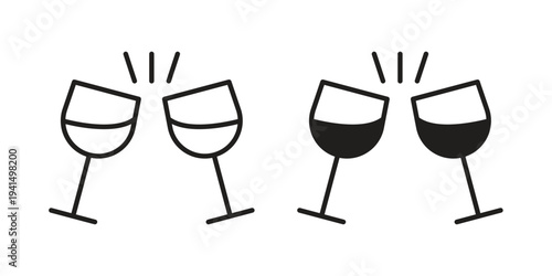 Glass-cheers icon simple outline style. Editable stroke EPS 10