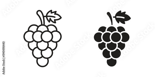 Grape icon simple outline style. Editable stroke EPS 10