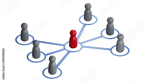 Foto Group of cartoon characters - social networking concept - 3D illustration