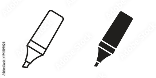 Highlighter icon simple outline style. Editable stroke EPS 10