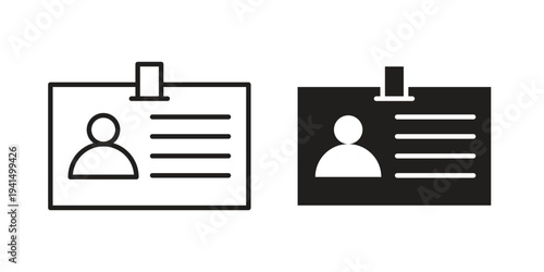 ID badge icon simple outline style. Editable stroke EPS 10