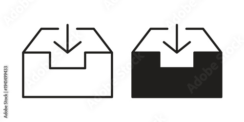 Inbox icon simple outline style. Editable stroke EPS 10