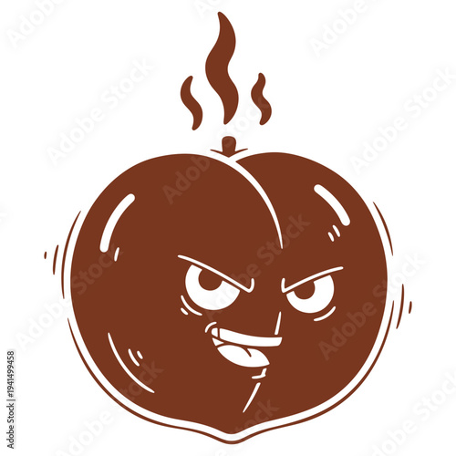 Angry Apple Illustration with Steam Emotion Concept for Design and Artwork