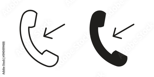 Incoming Call icon simple outline style. Editable stroke EPS 10