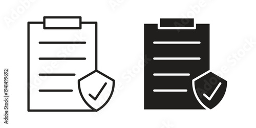Insurance Document icon simple outline style. Editable stroke EPS 10