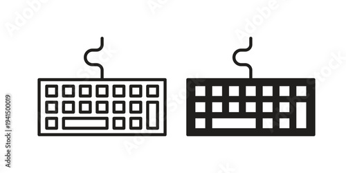 Keyboard icon simple outline style. Editable stroke EPS 10