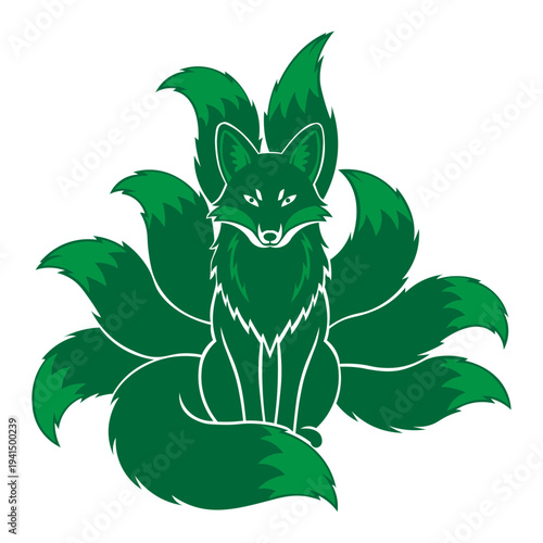 nine tailed fox, Jiǔwěihú, Gumiho, Kitsune, an East Asian mythological creature that can transform into a human form, usually a beautiful woman, and symbolizes spiritual power, wisdom, or cunning