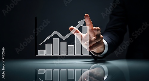 Businessman Analyzing Graph with Rising Trend.