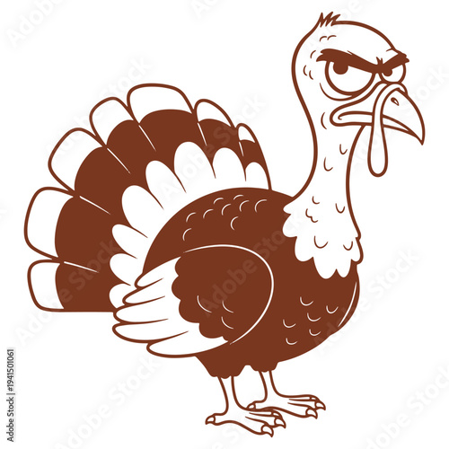 Angry Turkey Illustration Cartoon Character Thanksgiving Holiday Concept Design