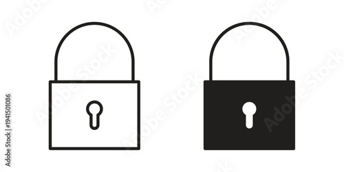 Lock icon simple outline style. Editable stroke EPS 10