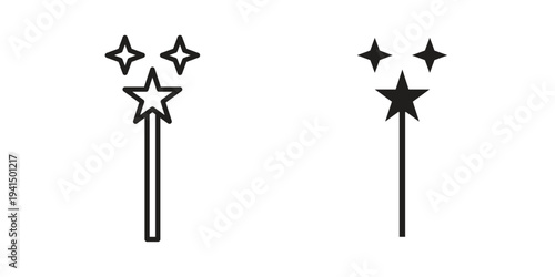 Magic wand icon simple outline style. Editable stroke EPS 10