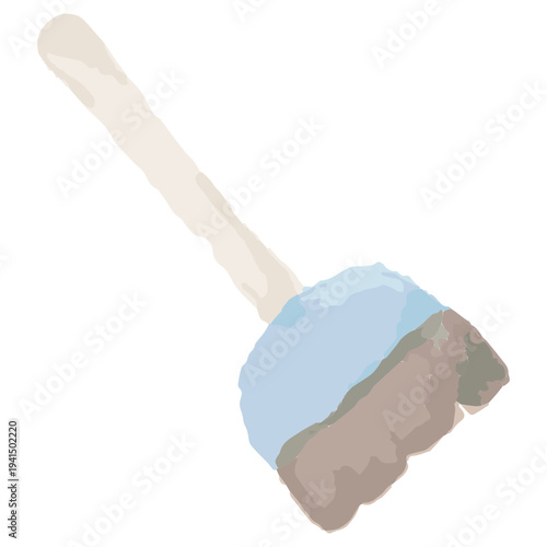 掃除用具のほうきの水彩イラスト 年末の大掃除や12月の園だより向け挿絵シリーズ