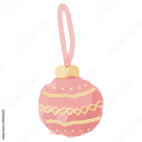 クリスマスのオーナメント飾りの水彩イラスト 12月の幼稚園・保育園向けやさしい挿絵シリーズ