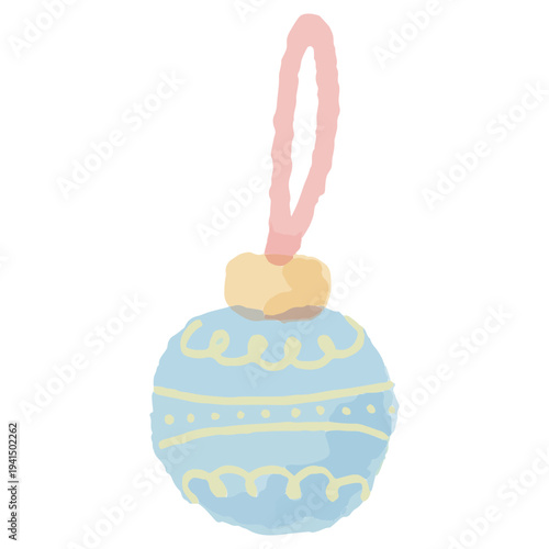 クリスマスのオーナメント飾りの水彩イラスト 12月の幼稚園・保育園向けやさしい挿絵シリーズ