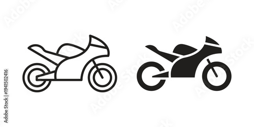 Motorcycle icon simple outline style. Editable stroke EPS 10