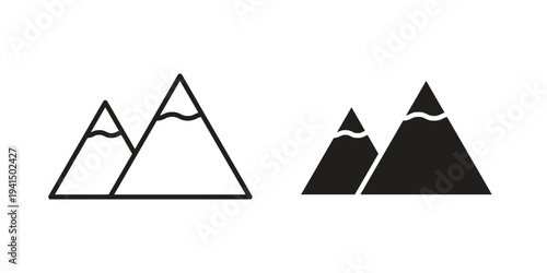Mountains icon simple outline style. Editable stroke EPS 10