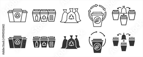 Waste Sorting Recycling Icon Set