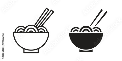 Noodles icon simple outline style. Editable stroke EPS 10