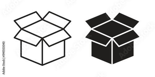 Open box icon simple outline style. Editable stroke EPS 10