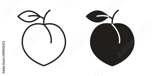 Peach icon simple outline style. Editable stroke EPS 10