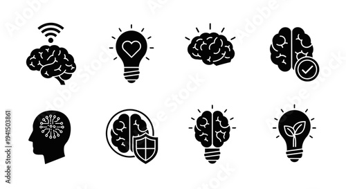 Brain and lightbulb icons symbolize mental.