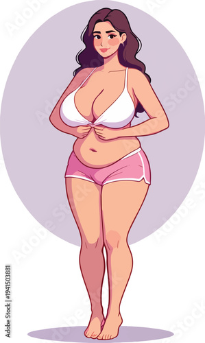 donna in varie pose illustrazione in costume da bagno in biancheria intima o vestita  vettoriale	
