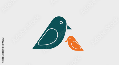 Two Birds Illustration Simple Design Elements.