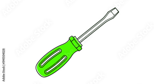 Green Screwdriver Tool with Metal Shaft.