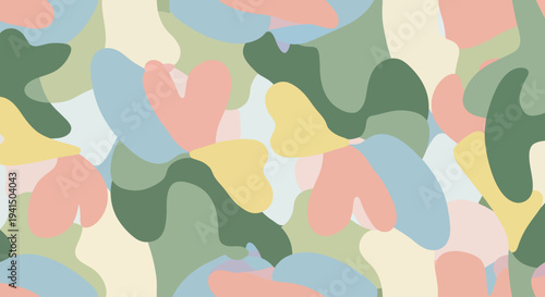 Abstract Camouflage Pattern with Pastel Colors.