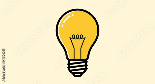 Yellow Cartoon Light Bulb Illustration.