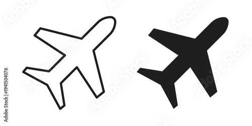 Plane icon simple outline style. Editable stroke EPS 10