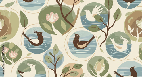 Illustration of Ducks and Doves in Circles.