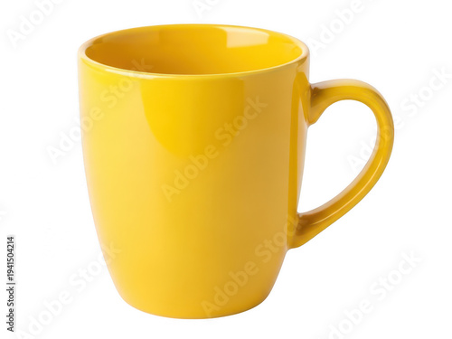 Bright yellow mug isolated on transparent background