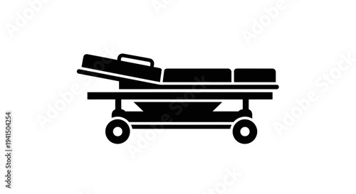 Hospital Bed with Wheels and Equipment.