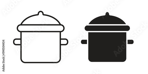 Pot icon simple outline style. Editable stroke EPS 10