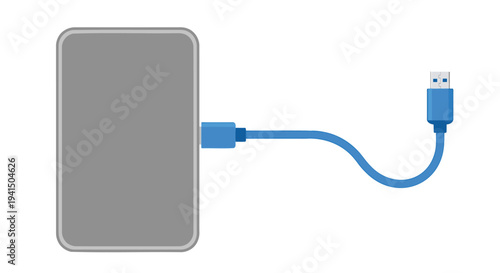 Vector illustration of a power bank with USB cable