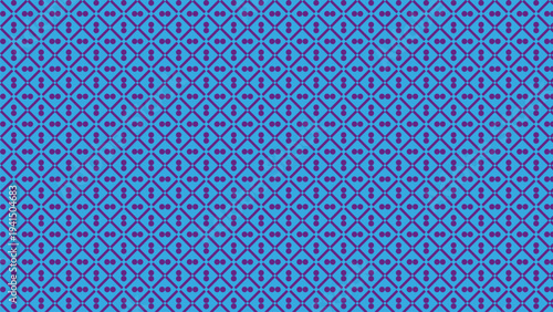 Blue geometric pattern with repeating shapes and design elements.