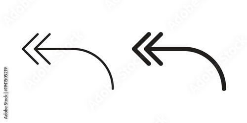 Reply all icon simple outline style. Editable stroke EPS 10