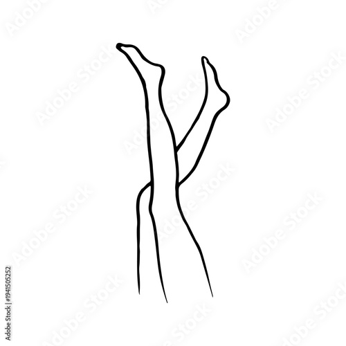 Hand-drawn doodle of slender female legs raised upwards in a relaxed or graceful pose