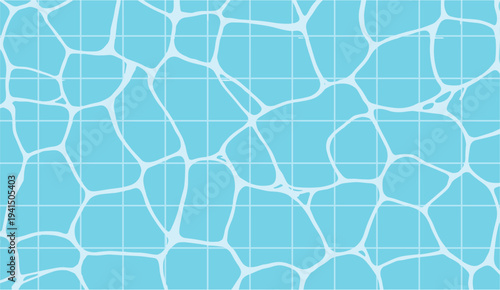 Swimming Pool Water Texture with Tile Grid Seamless Blue Ripple Background