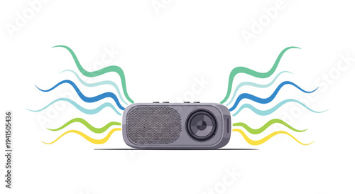 Vector illustration of wireless speaker with sound waves