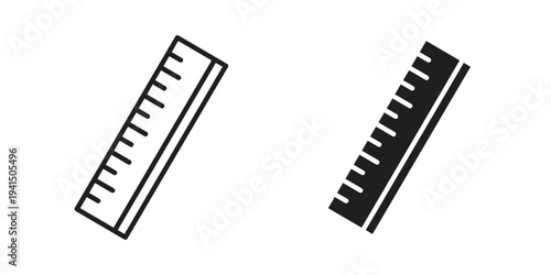 Ruler icon simple outline style. Editable stroke EPS 10