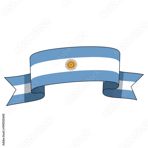 Argentine flag ribbon with sun emblem