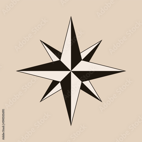 Wind Rose Compass. Sepia Color Palette vector illustration